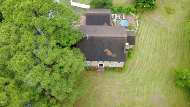 an aerial view of a house