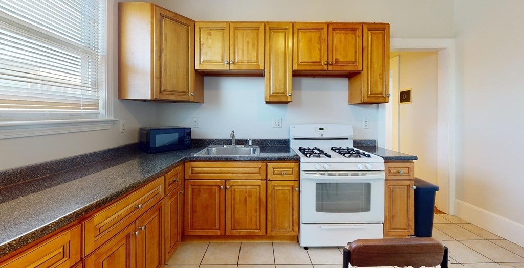 11 Elder Street, Unit 3 Boston, MA 02125 - Photo 3 of 26 a kitchen with stainless steel appliances granite countertop a sink a stove and a microwave