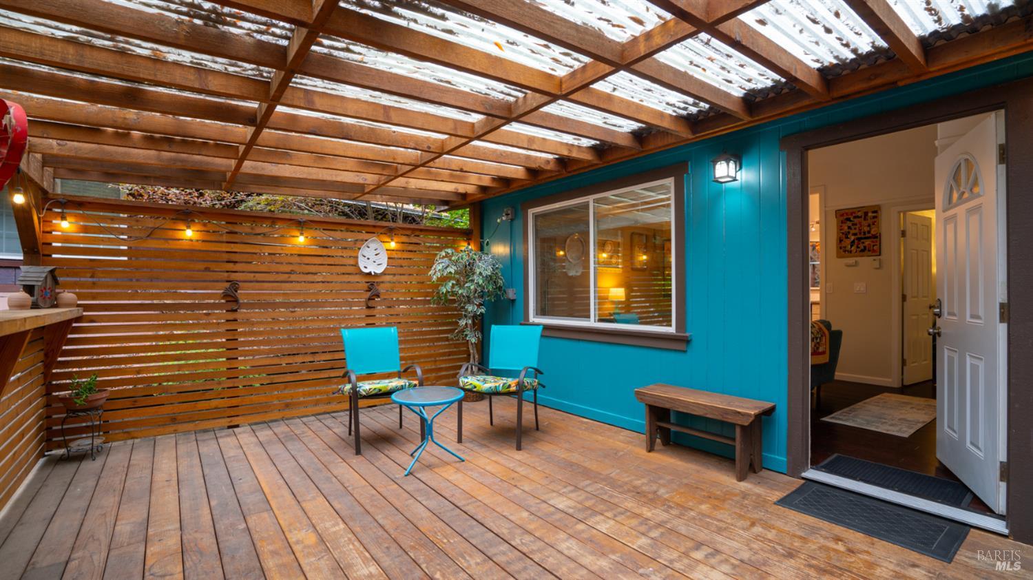 a view of a chairs in a patio