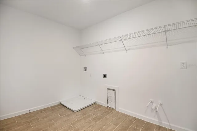 a view of a room with racks on the wall