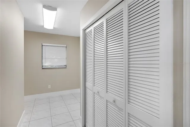 an aerial view of a building with outdoor space