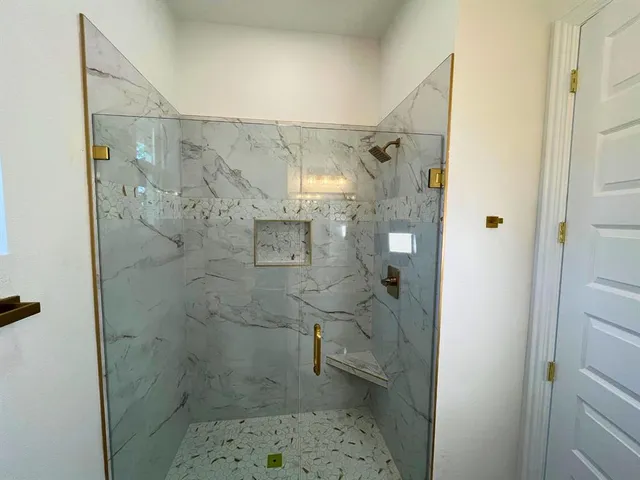 a bathroom with a shower