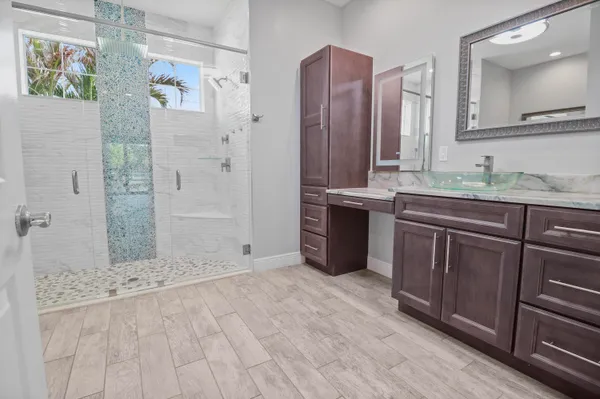 a large living room with a large window