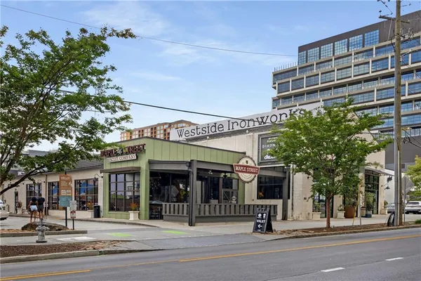 a front view of a building with street view