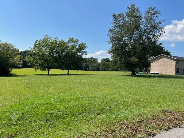 a view of a green field with wooden fence