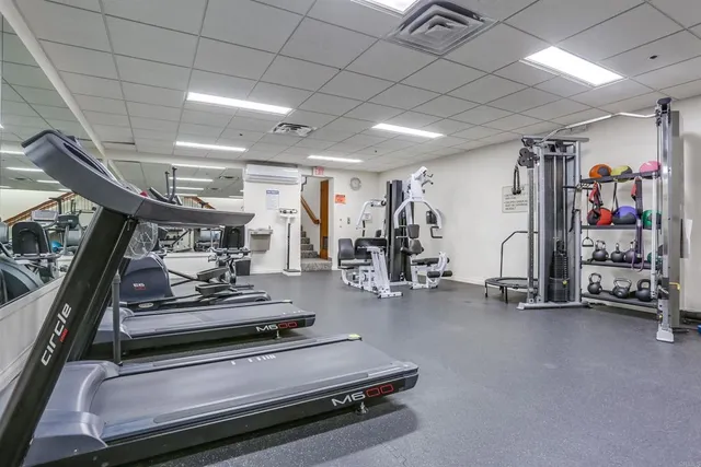 a view of a room with gym equipment