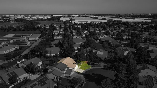 an aerial view of multiple house
