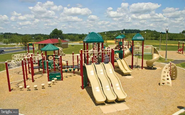a view of a tennis ground with large trees