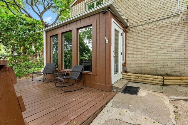 a backyard of a house with seating space