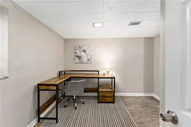 a living room with a couch and a table