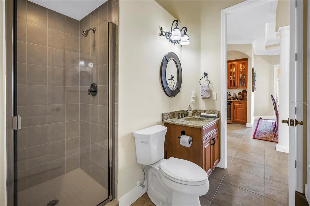 2101 North Pointe Alexis Drive, Unit 1 Tarpon Springs, FL 34689 - Photo 21 of 63 a bathroom with a toilet sink and shower