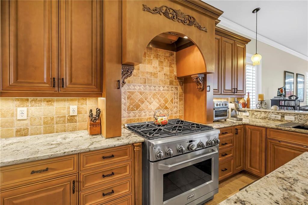2101 North Pointe Alexis Drive, Unit 1 Tarpon Springs, FL 34689 - Photo 30 of 63 a kitchen with granite countertop a stove a sink dishwasher and cabinets with wooden floor