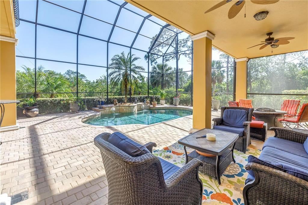2101 North Pointe Alexis Drive, Unit 1 Tarpon Springs, FL 34689 - Photo 49 of 63 a outdoor space with patio the couches and dining table with garden view