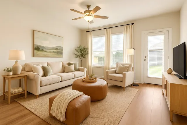 a living room with furniture and a flat screen tv