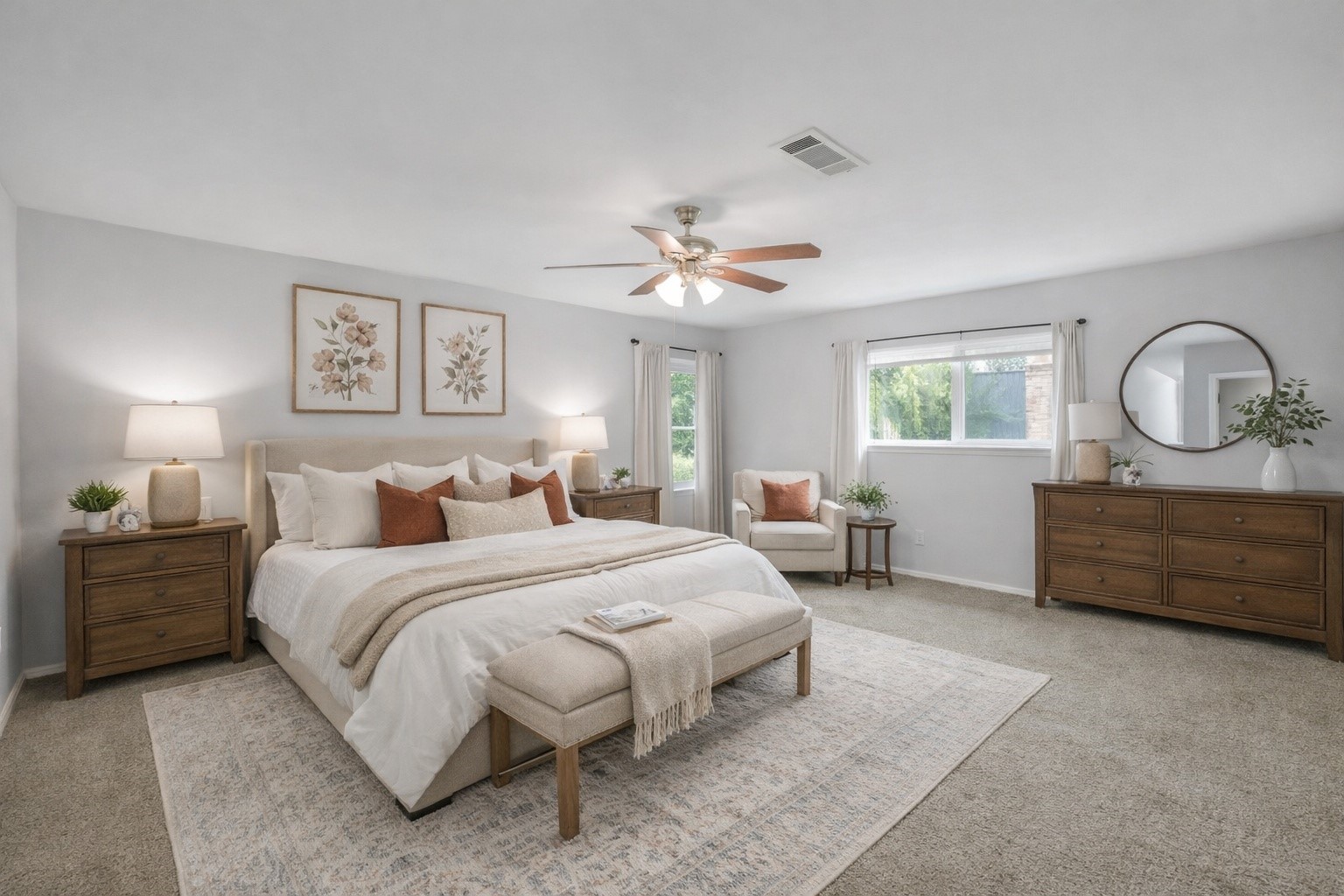 7611 Theisswood Road Spring, TX 77379 - Photo 22 of 41 a bedroom with bed and a chandelier