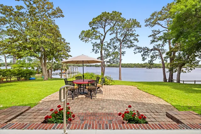 a view of a fireplace and an outdoor space