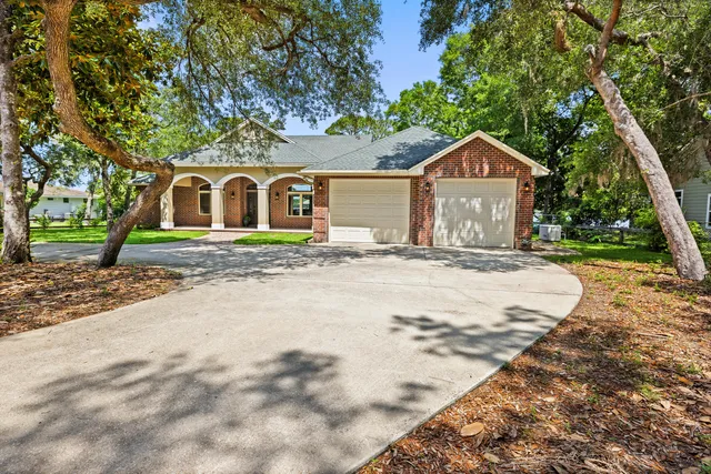 a view of a garden in a yard