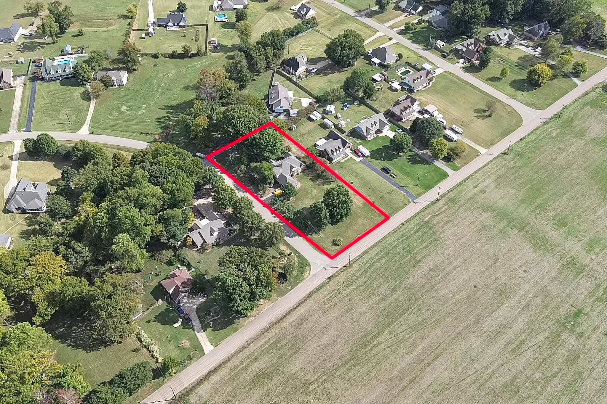 4366 Campground Road Munford, TN 38058 - Photo 39 of 40 Aerial perspective of suburban area with property parcel outlined