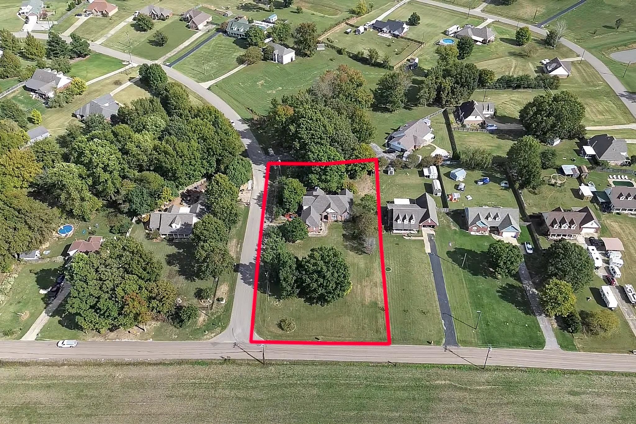 4366 Campground Road Munford, TN 38058 - Photo 40 of 40 Aerial view of property's location featuring property boundaries highlighted and nearby suburban area