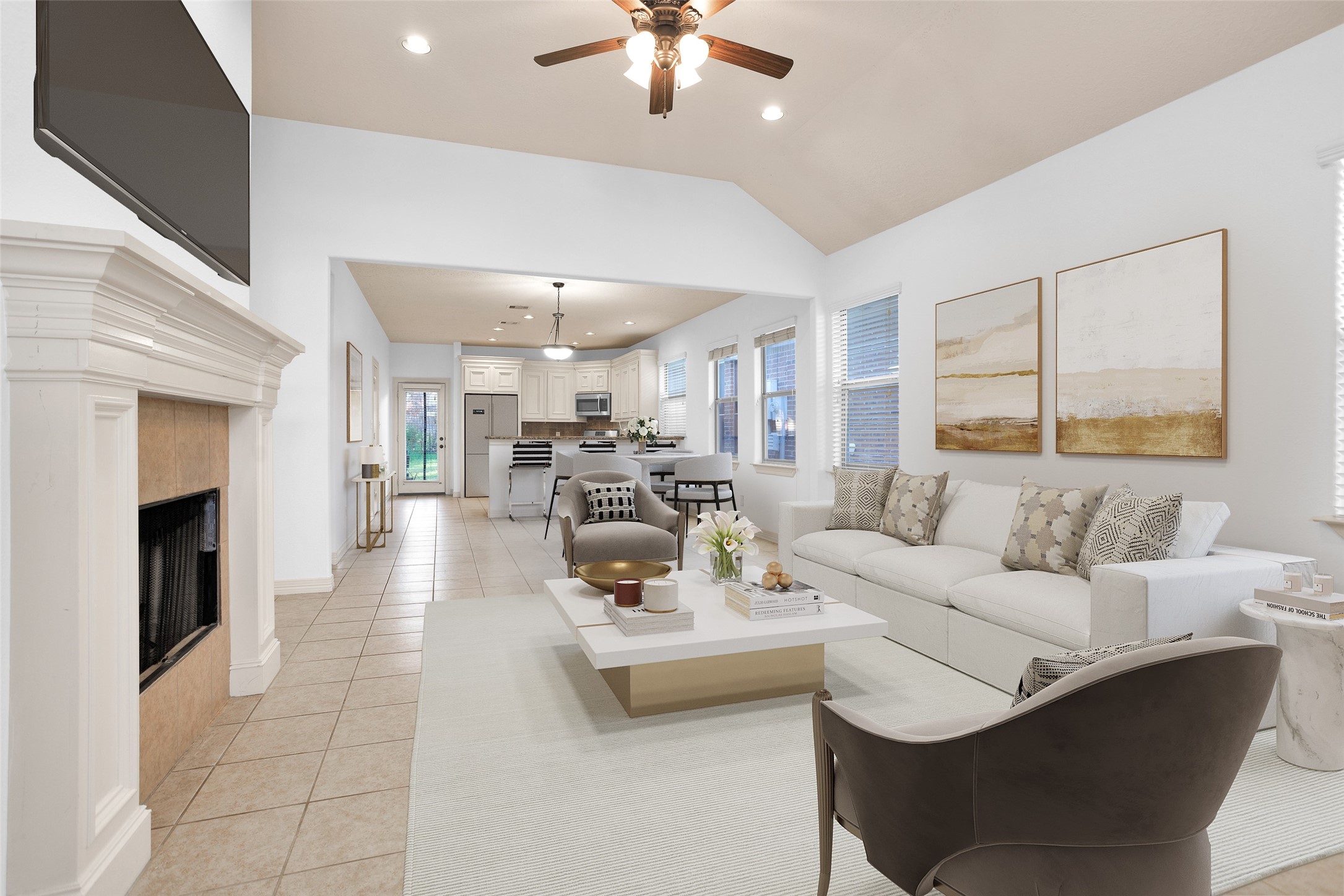 111 Cove Place Montgomery, TX 77356 - Photo 5 of 29 a living room with furniture and a fireplace