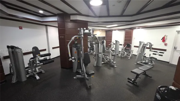 a view of a room with gym equipment