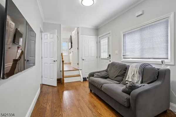 a view of a room with rack on the wall
