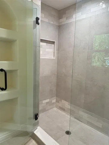 a bathroom with a shower