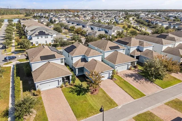 an aerial view of a residential houses with outdoor space