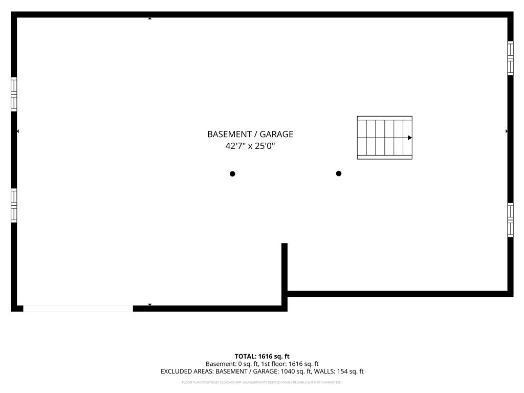 50 Kohls Road Northampton, PA 18067 - Photo 53 of 54 Floor plan of a spacious basement and garage, measuring 42'7" x 25'0".
