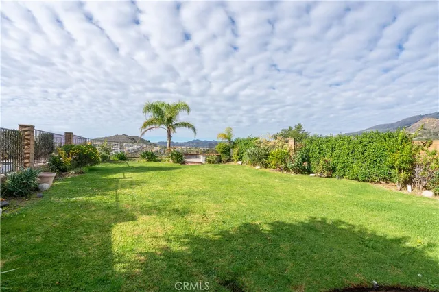 a backyard of a house with lots of green space and plants