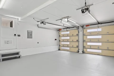 a view of a room with racks on the wall