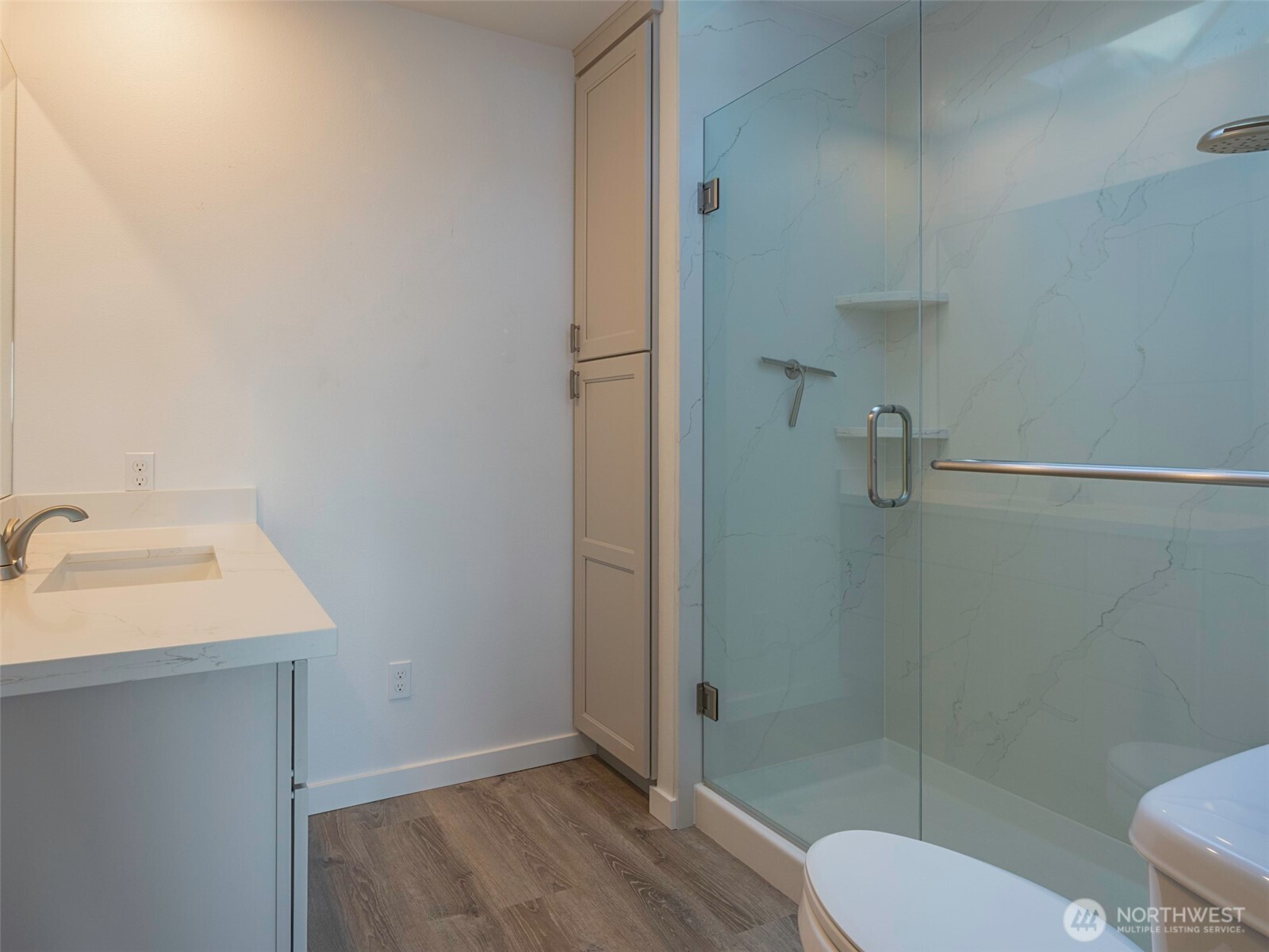 2594 Happy Valley Road Sequim, WA 98382 - Photo 17 of 35 a bathroom with a sink toilet and shower