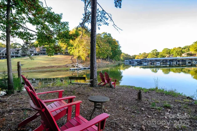 a view of a lake with houses