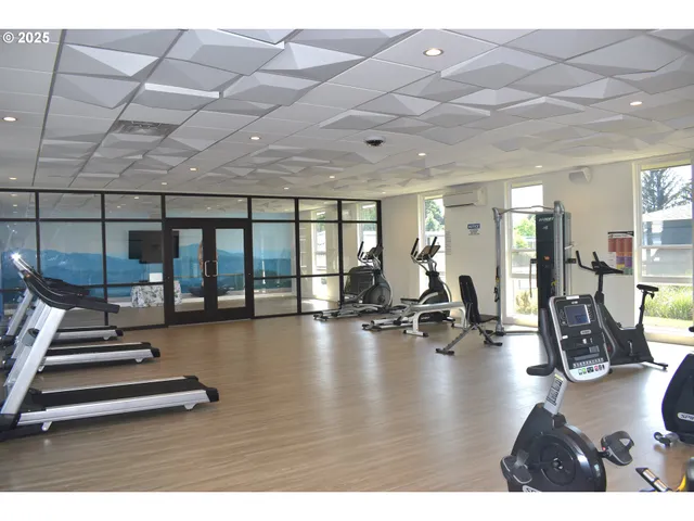 a view of a room with gym equipment
