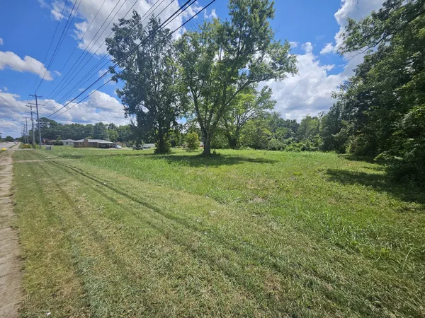 a view of a field with an trees
