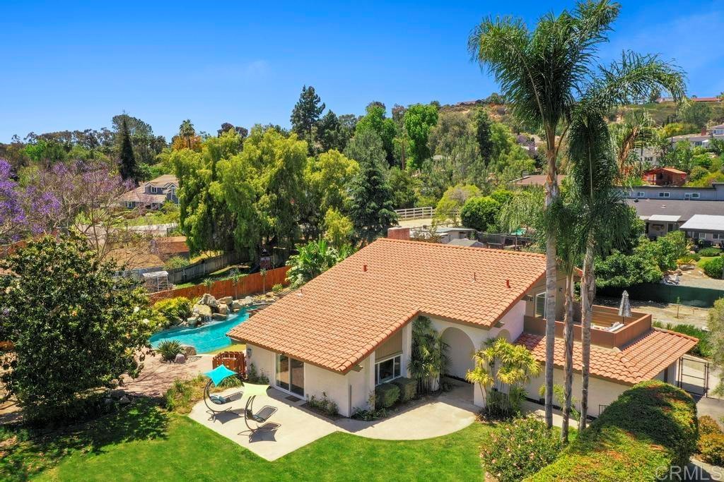 546 Rancho Santa Fe Road Encinitas, CA 92024 - Photo 44 of 48 an aerial view of a house with swimming pool garden and patio