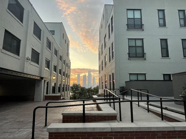a view of balcony with seating