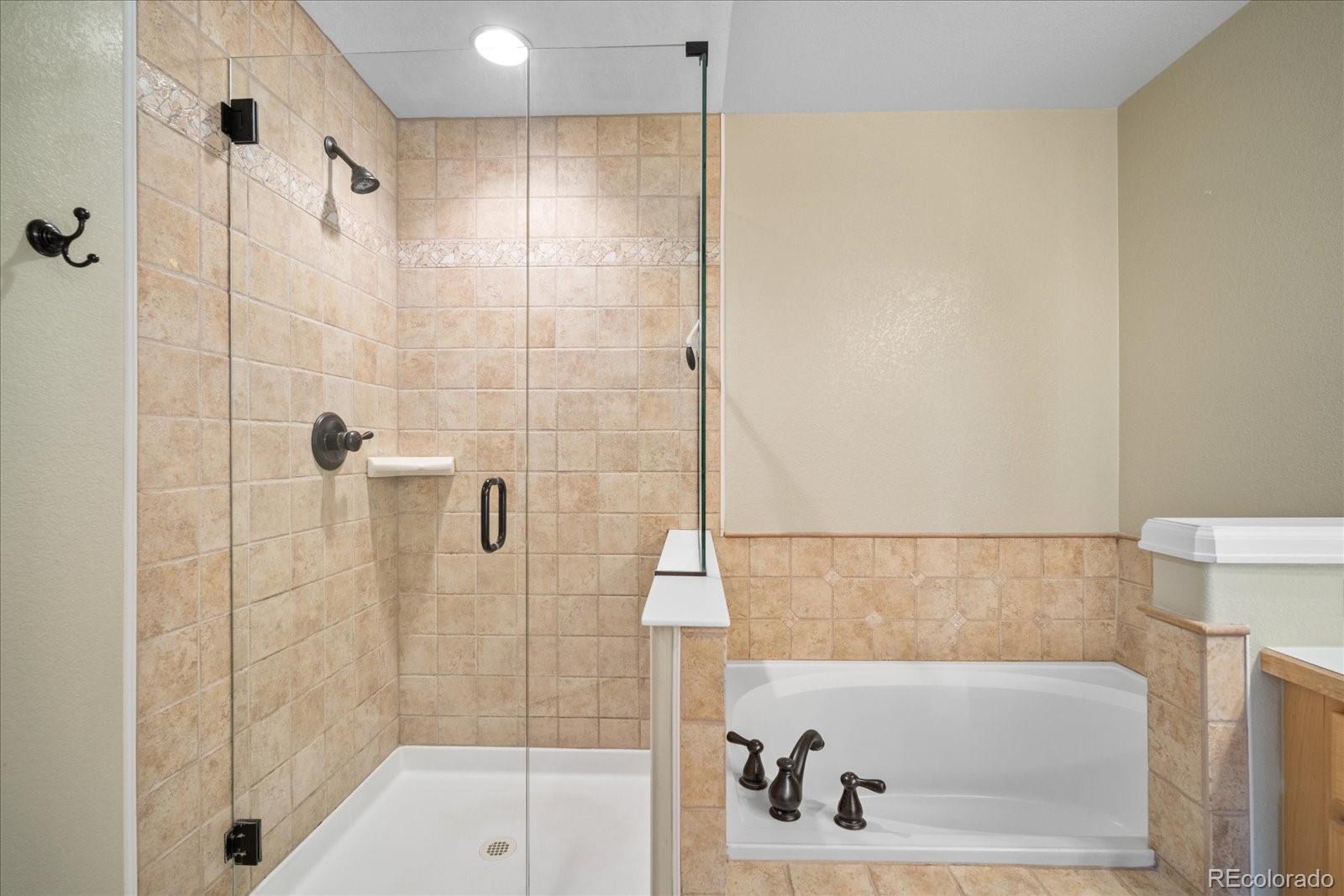 6115 Trailhead Road Highlands Ranch, CO 80130 - Photo 30 of 40 a bathroom with a bathtub and a shower