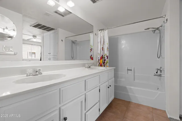 a bathroom with a tub a sink shower and mirror