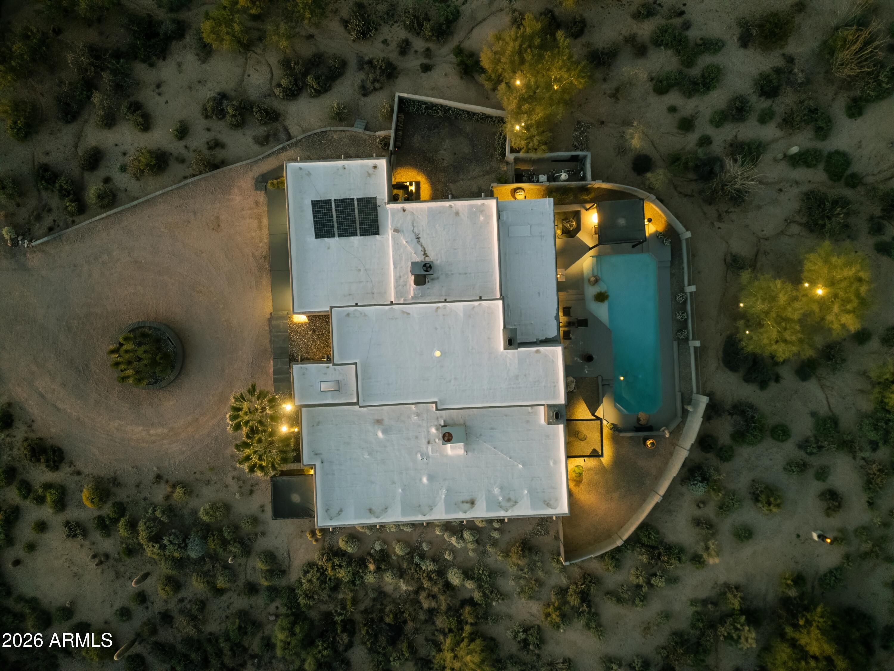 9545 East Romping Road, Unit 90 Carefree, AZ 85377 - Photo 53 of 59 an aerial view of residential house with outdoor space and parking