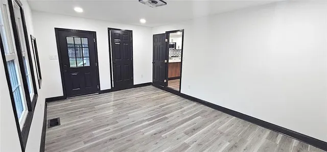 an empty room with closet