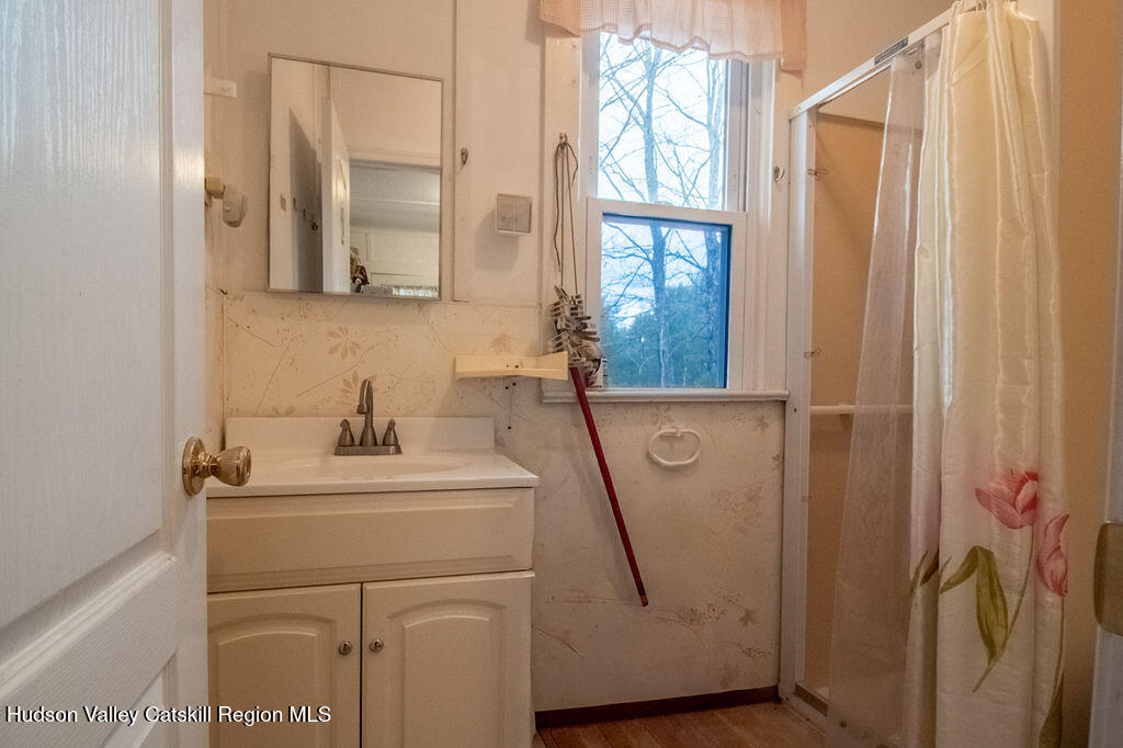 224 Camp Road Ellenville, NY 12428 - Photo 23 of 50 a bathroom with a sink a mirror and shower