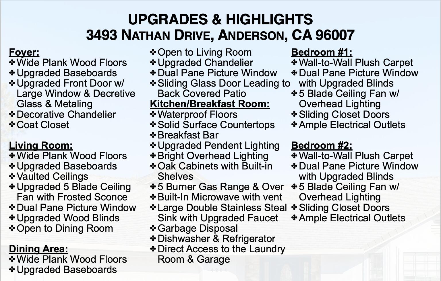 3493 Nathan Drive Anderson, CA 96007 - Photo 33 of 35 Nathan Upgrades Sheet 1