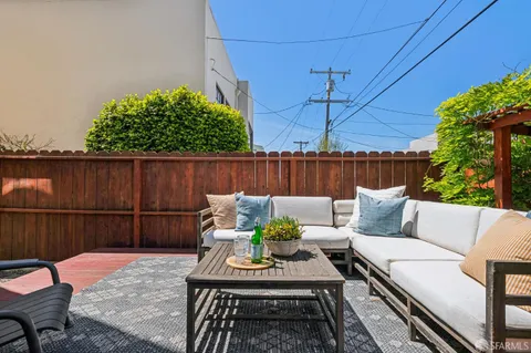 a outdoor living space with furniture