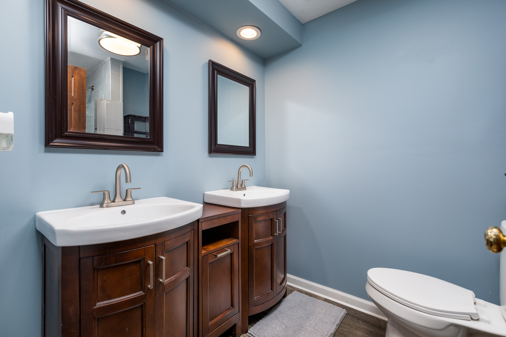 1616 Apache Drive Naperville, IL 60563 - Photo 17 of 36 a bathroom with a toilet a sink and mirror