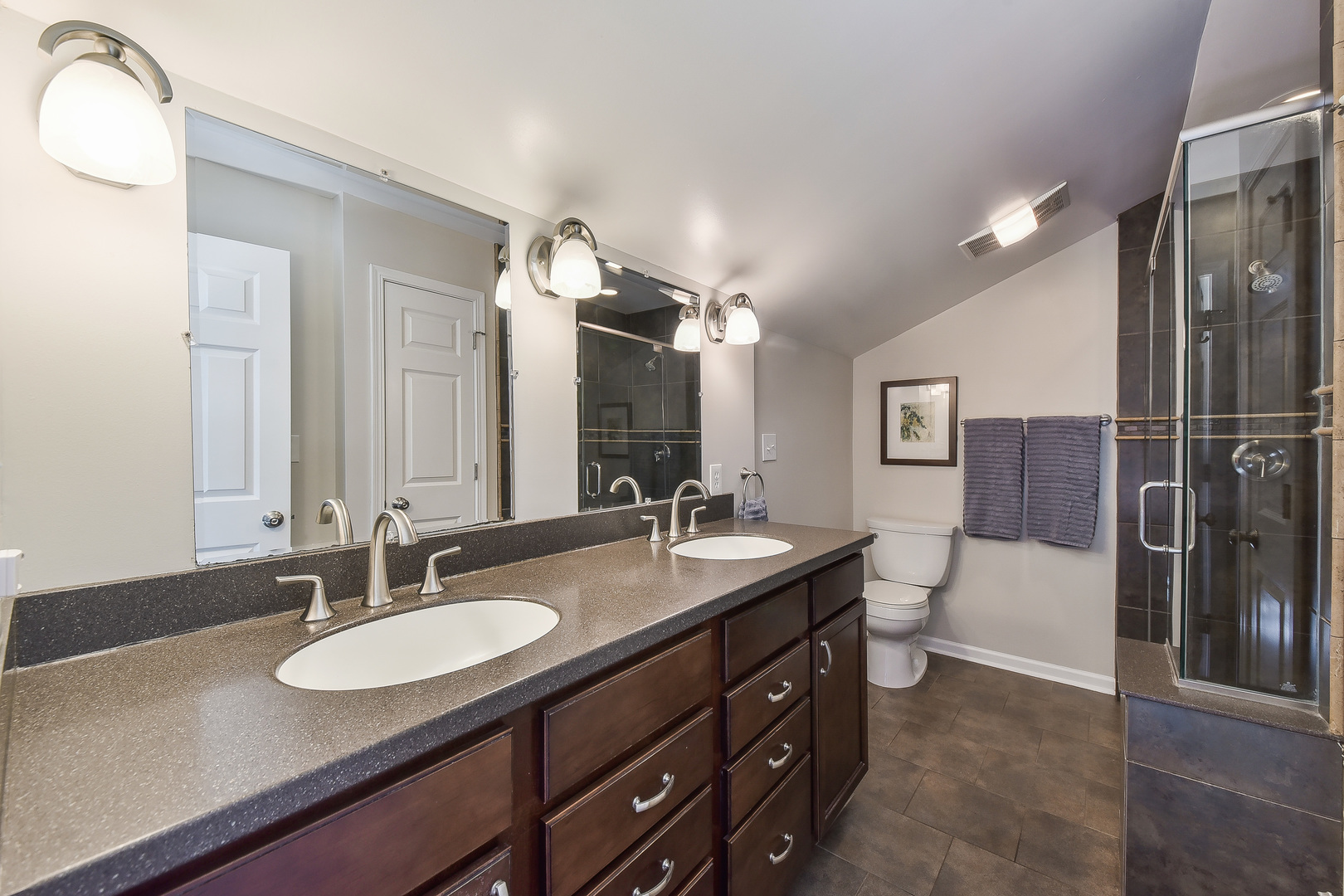 18 Wakefield Lane Geneva, IL 60134 - Photo 14 of 23 a bathroom with a granite countertop sink and a mirror