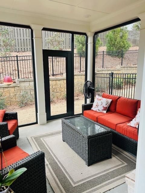 5236 Riden Court Buford, GA 30518 - Photo 21 of 41 a living room with furniture a large window and flat screen tv