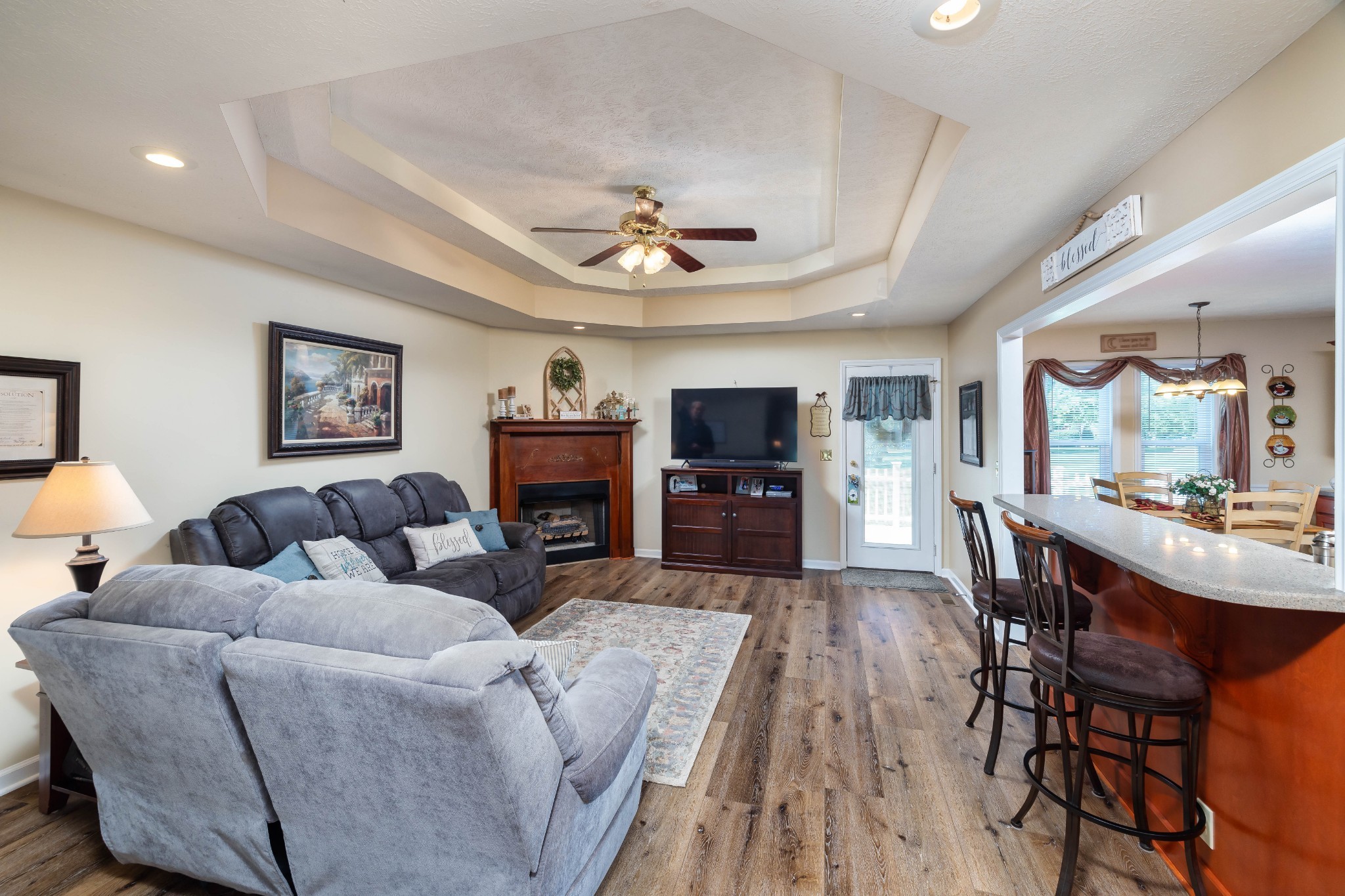 232 Trice Road Lebanon, TN 37087 - Photo 24 of 43 a living room with furniture a fireplace and a flat screen tv
