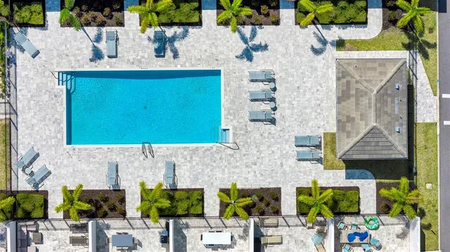 a building with table and chairs