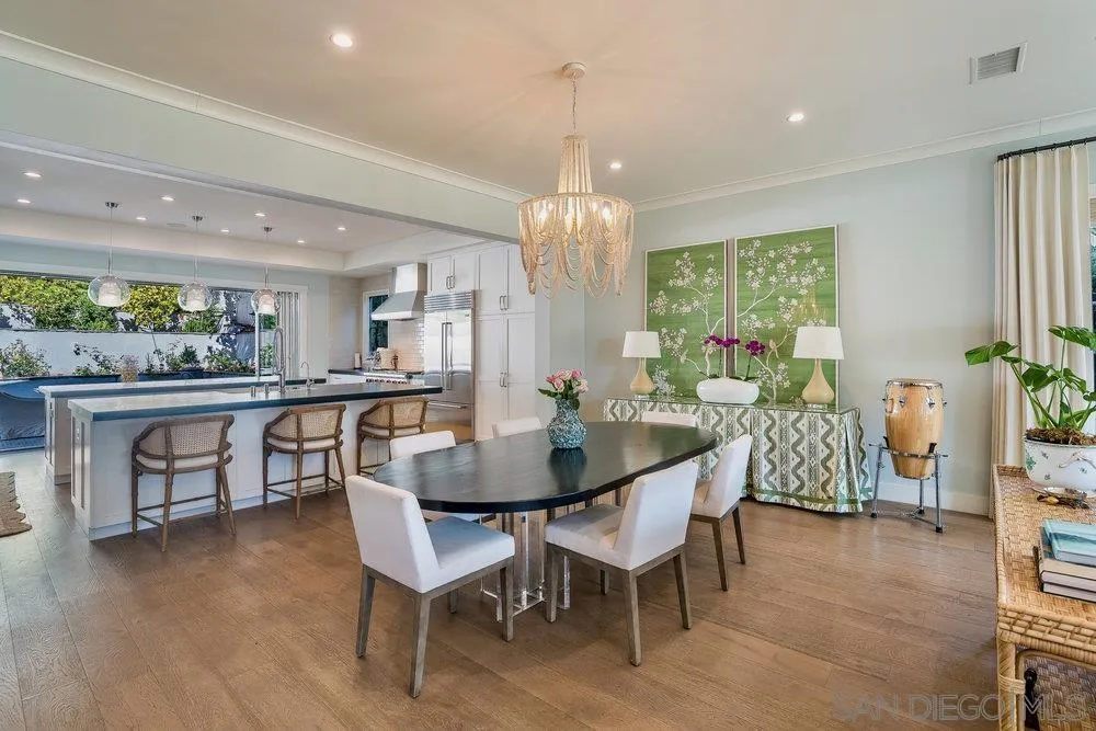 5769 Waverly Avenue La Jolla, CA 92037 - Photo 7 of 30 a dining room with furniture a window and wooden floor